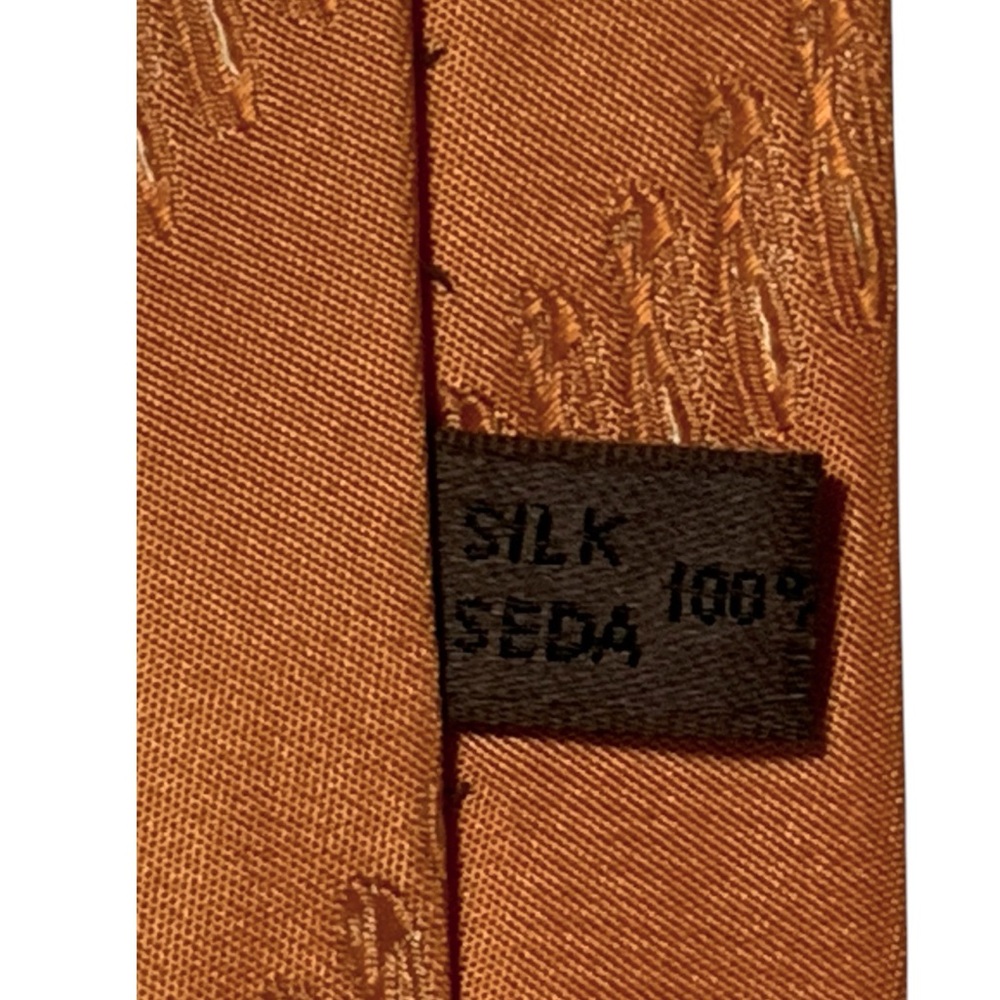 Vintage 90’s Loewe Iridescent Silk Tie In Orange Sherbert - Picture 5 of 10
